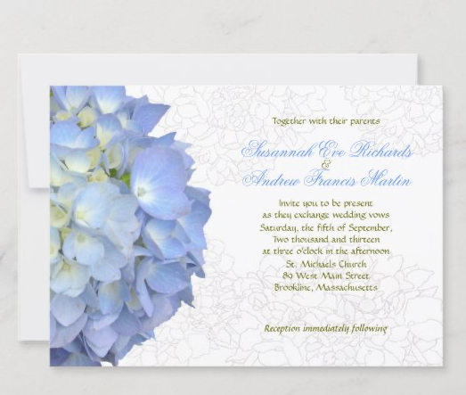 blue moon wedding hydrangea invitations