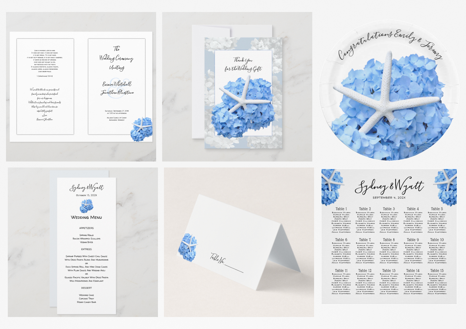 Seaside garden wedding stationery set
