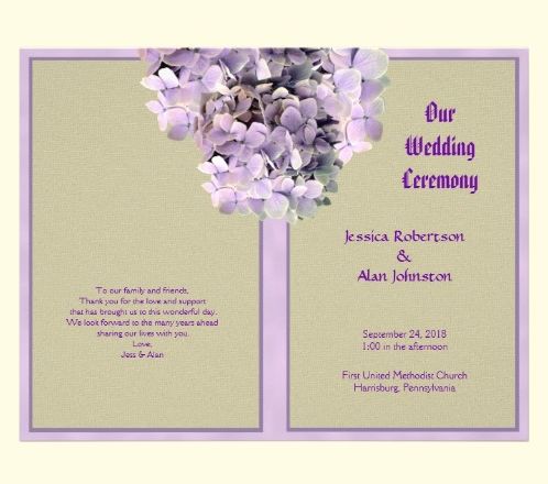 burlap and lavender flowers program