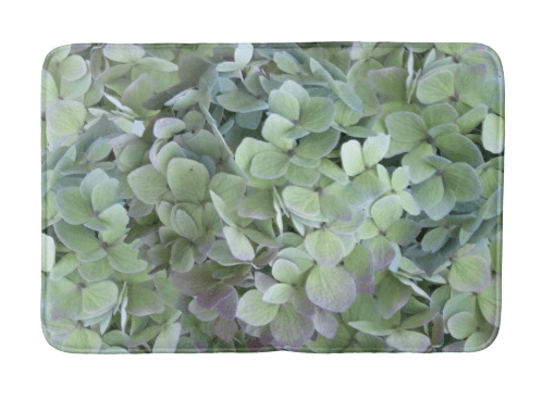green hydrangea floral bath mat