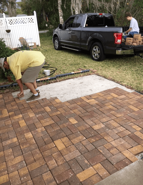 laying bricks pavers patio