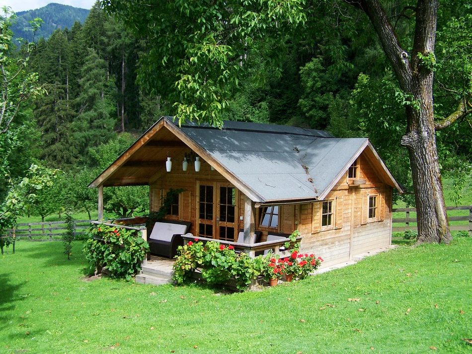 small house cabin with porch