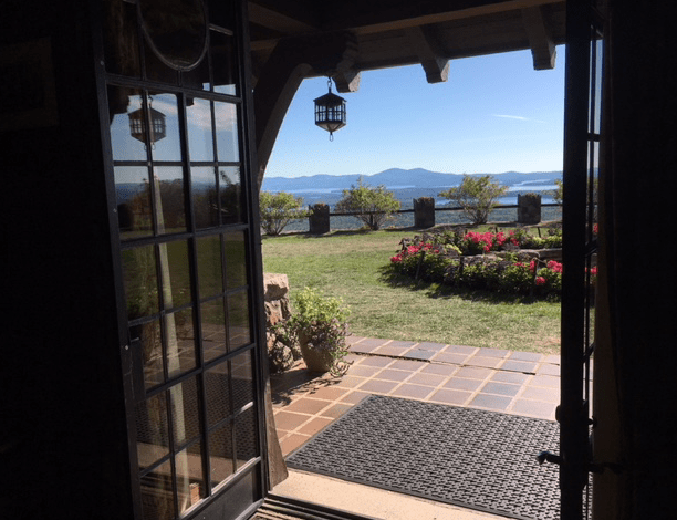 view of mountains and lake from Castle in the clouds