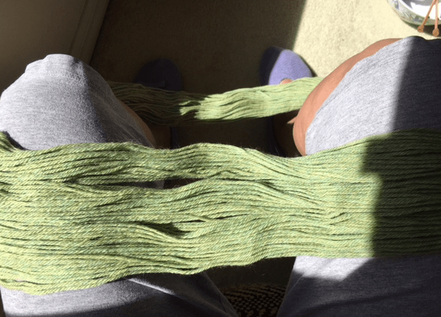 winding yarn in lap
