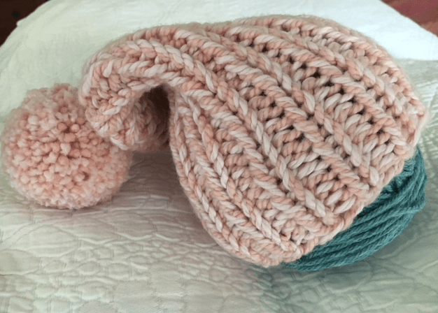 finished hat knitting pink baby
