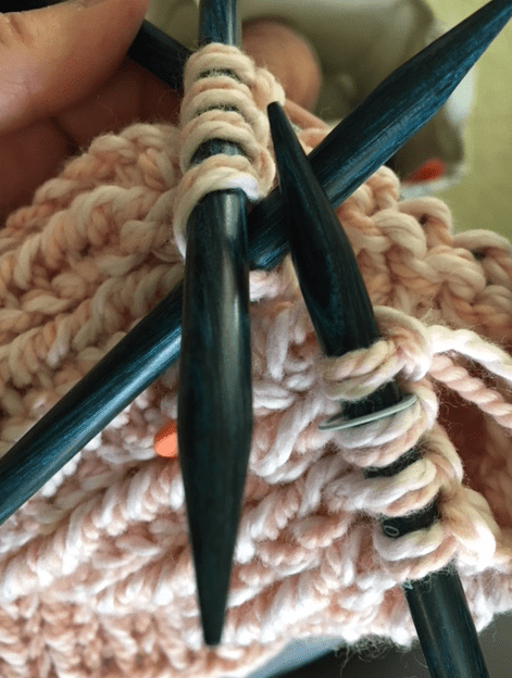 adding double-pointed needles