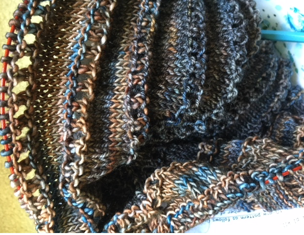 knitting a shawl