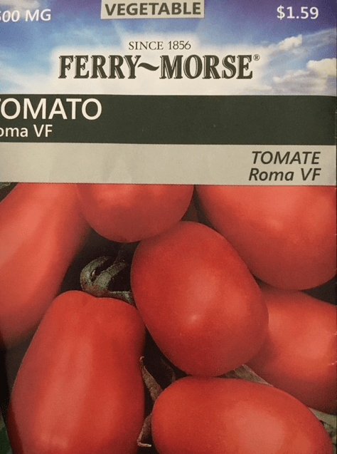 Roma tomato seed packet