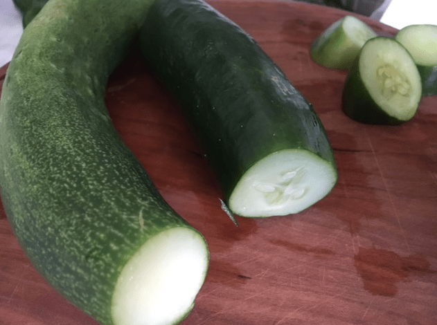 Cucumber on cutting board