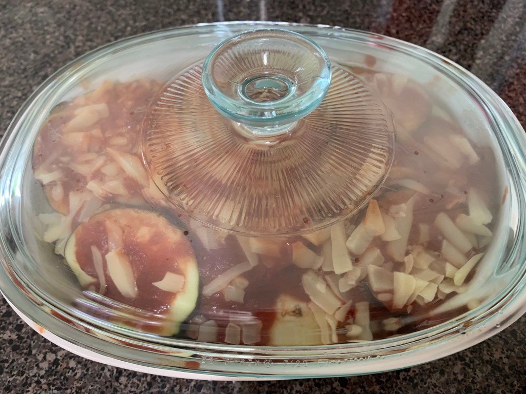 Eggplant casserole ready to bake