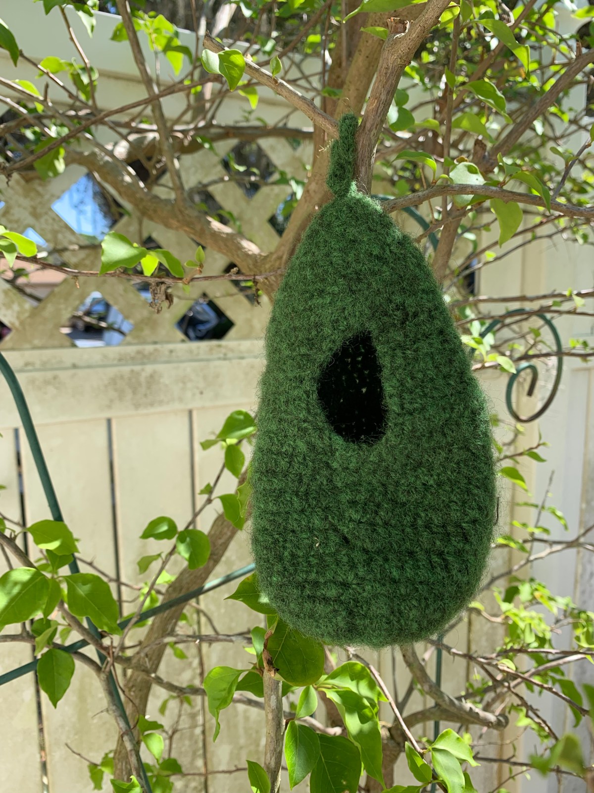 Crocheted bird house
