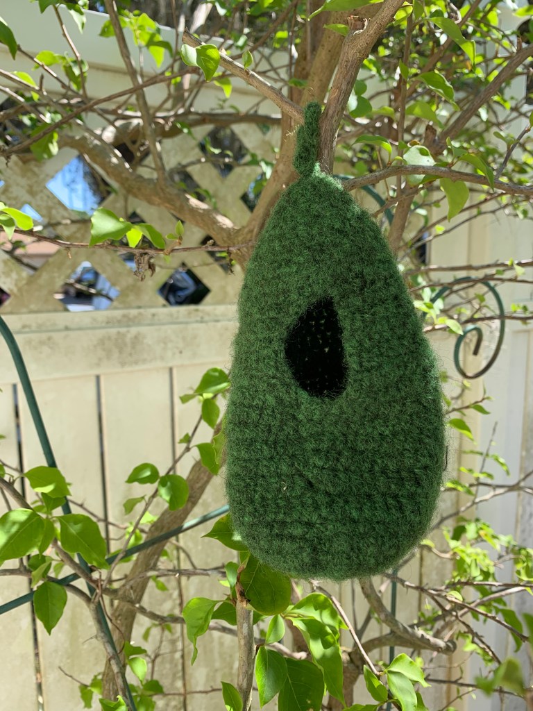 Crocheted bird house