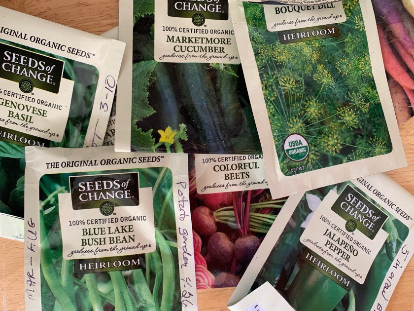 Organic garden vegetable seed packs
