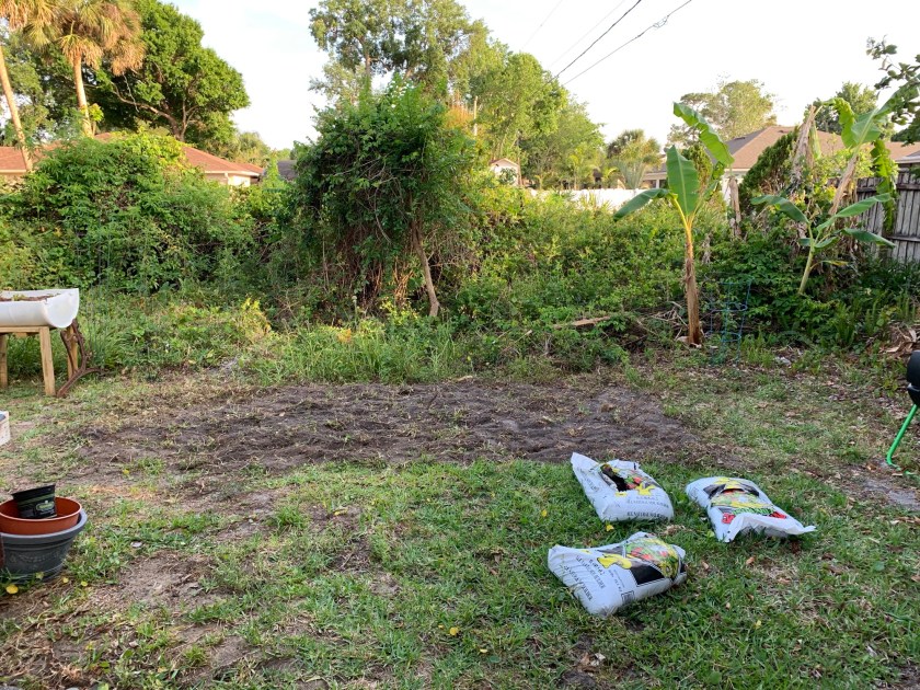 Tilled earth for a backyard garden