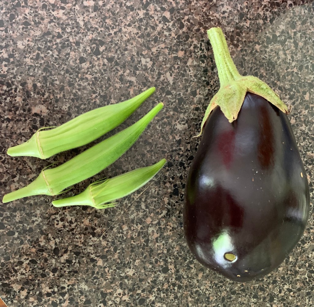 Okra and eggplant