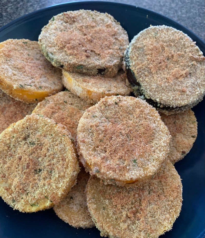 Baked squash and eggplant slices