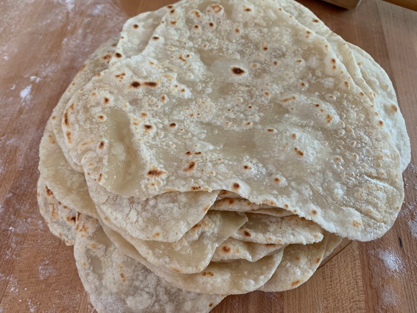 stacked homemade tortillas