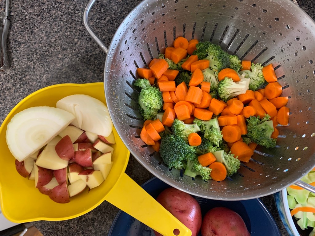 chopped carrots broccoli potato