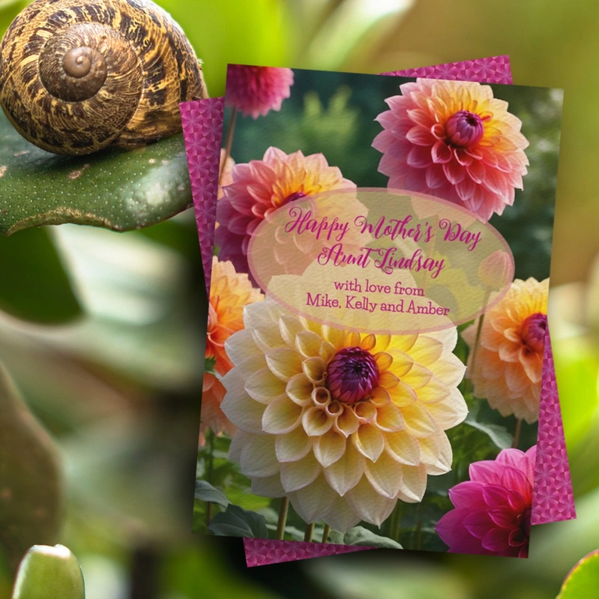 Dahlias mothers day greeting card