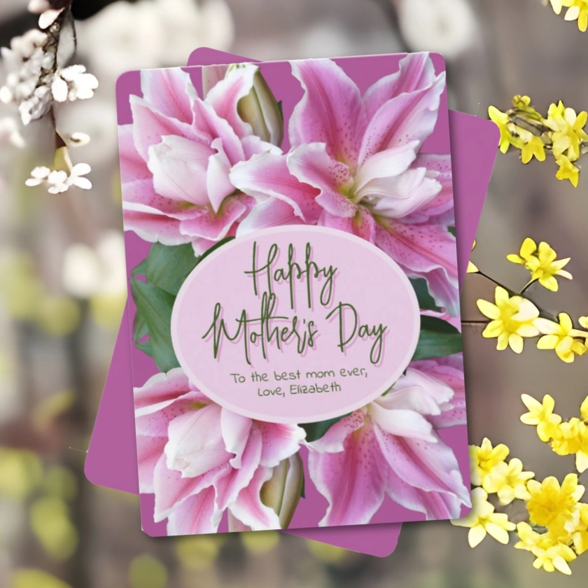 Rose lily Happy Mothers day cards