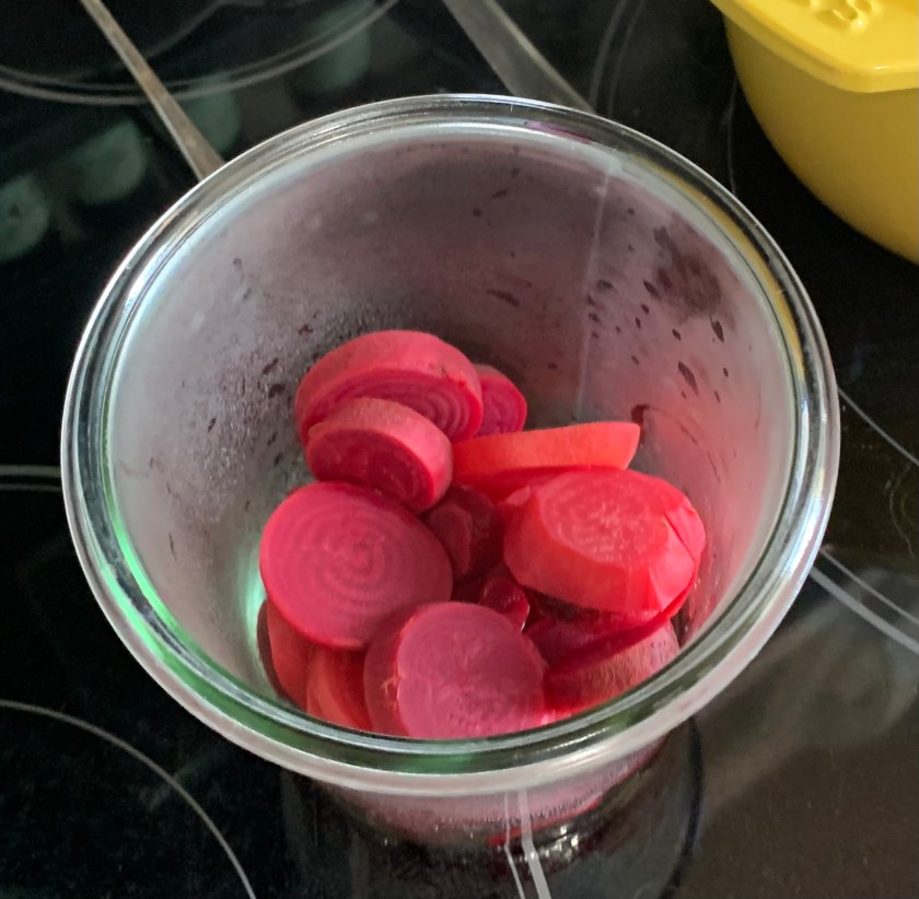 sliced cooked beets in a jar