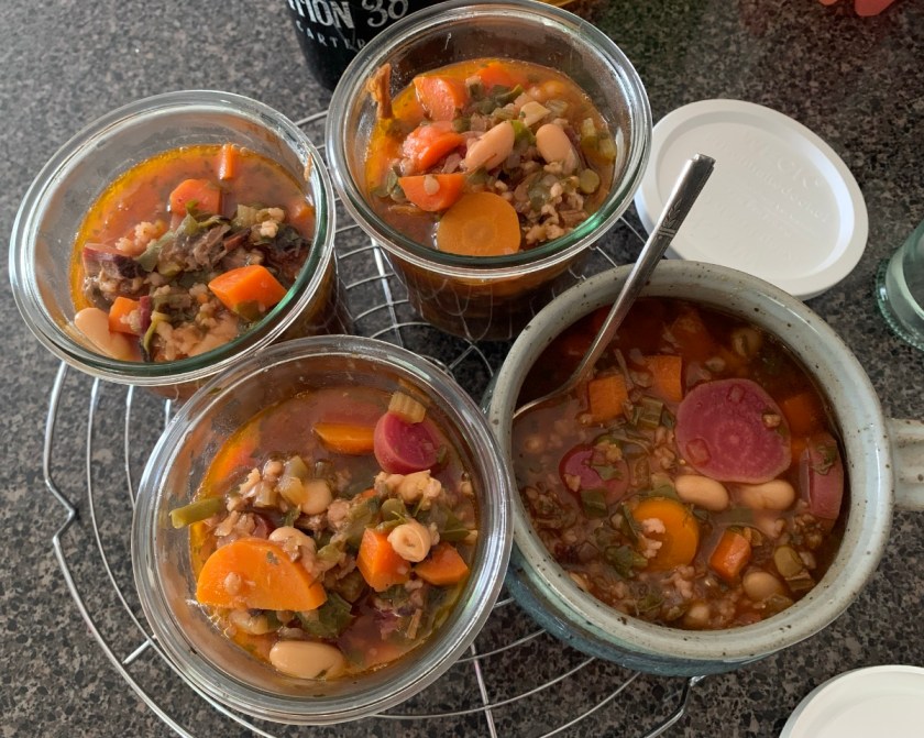 homemade soup in Weck jars