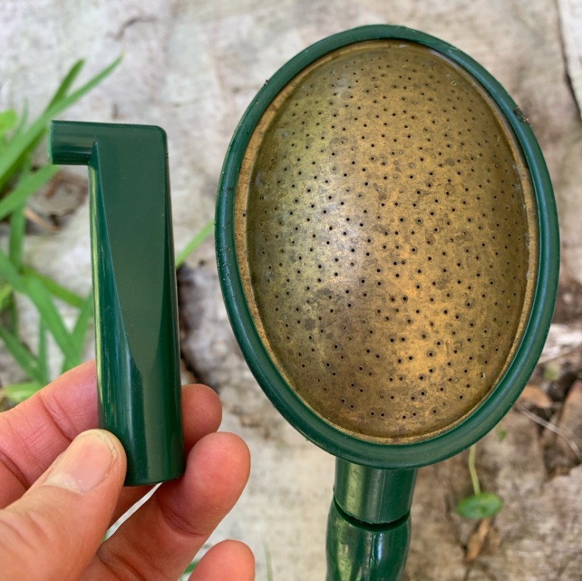 Haws brass rose head and angled full downspout