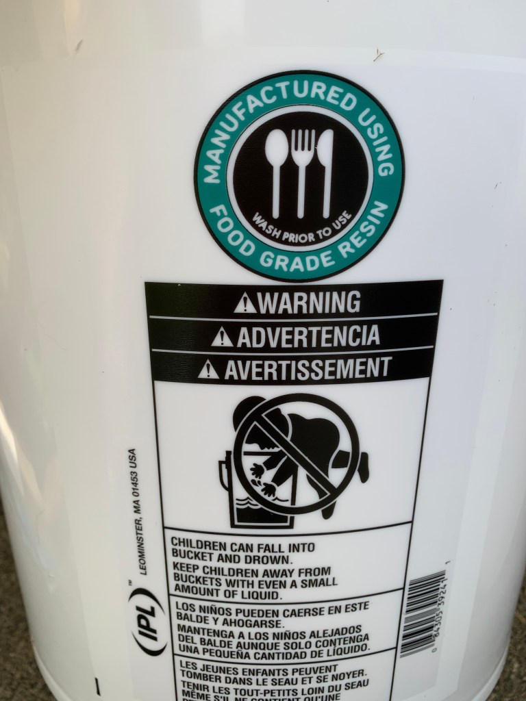 white bucket made of food grade resin