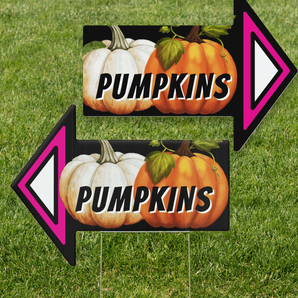 Pumpkins sign for farm stand, market or pumpkin patch.