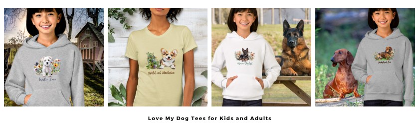 Dog tees banner link to collection of breeds