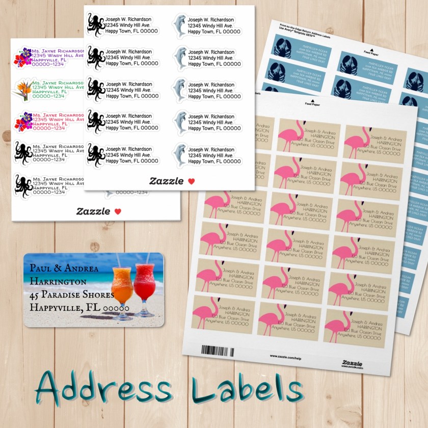 address labels beach themed Zazzle collection banner link