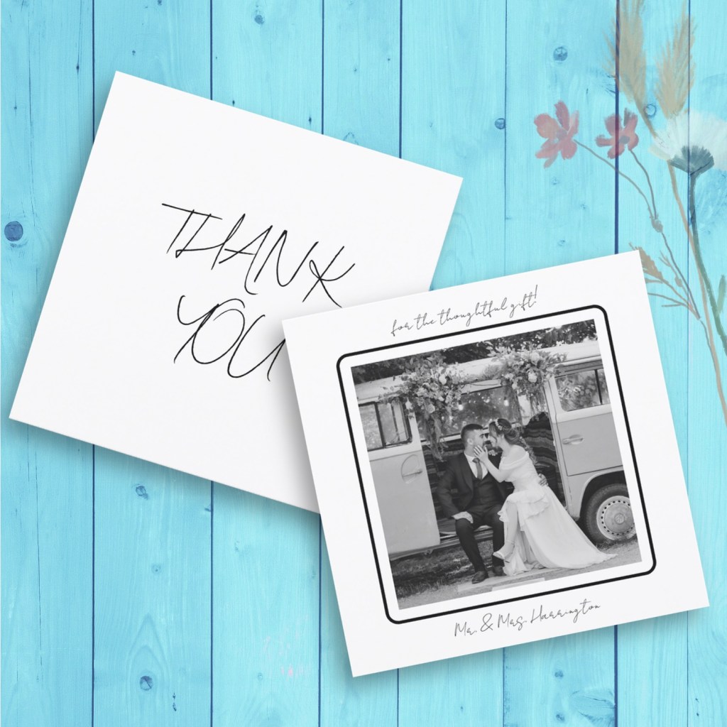 Minimalist thank you wedding photo cards
